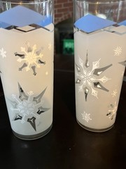 Snowflake Blue/White-Atomic Age-Tom Collins/Drinking-Anchor Hocking-MCM