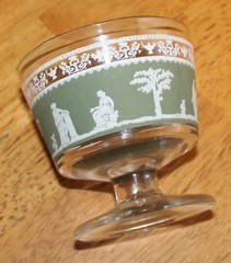 Jeannette: HELLENIC PATTERN TALL SHERBET (2) & JUICE (1) Glass – GUC
