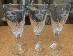 3 Waterford Crystal MERRILL PATTERN 8 1/4″ Wine Glasses AT&T Pebble Beach Pro/Am