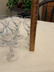 VTG Crystal 2 oz. Cocktail Liquor Glasses with Cut Sphere on Stem (set of 7)