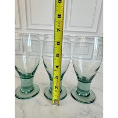 VTG Set of 3 Libbey Green Glass Spanish Style Thick Stem Goblets
