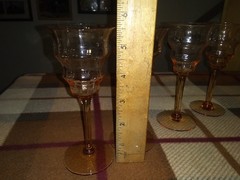 Central Glass Works, 3 #1428 Wine Glasses in Amber
