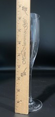 Signed DOM PERIGNON Crystal Etched SHIELD LOGO 9 1/8″ CHAMPAGNE FLUTES ~Set Of 2
