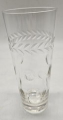 Vintage Mid Century Highball Tom Collins Glass Engraved Laurel Circles 12 oz