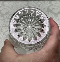 Saks Fifth Avenue Signed Double Old Fashion Whiskey Tumbler Glass Palm Trees