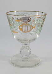 Libbey Atomic Marine Life Cordial Wine Glass Set of 6 Gold Fish Mid Century