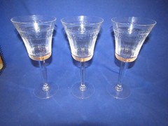 Set of 3 Wedgwood Dynasty Crystal Water Goblets Glass 8 7/8″