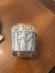 Vintage 1950 Jeanette Greek Corinthian Blue Wedgwood 8 oz Juice Glasses