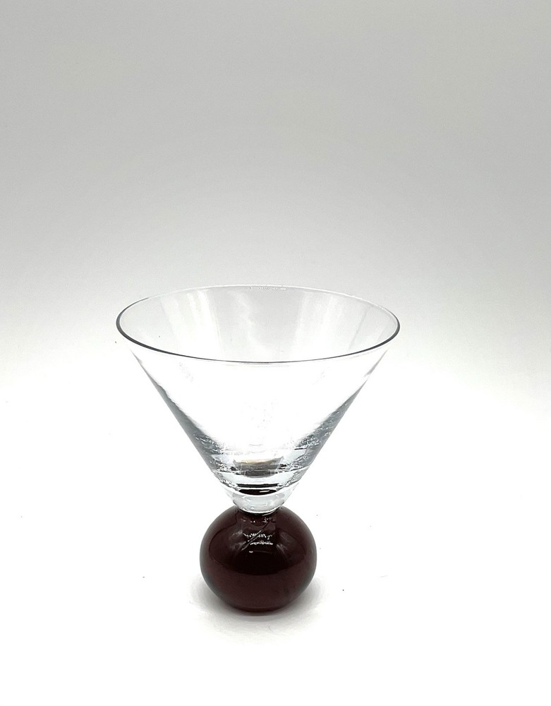 Vintage Ruby Red Bubble Ball Base Martini / Cosmo Glass MCM Single Only