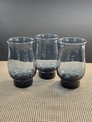 (3) Vintage Libbey Tulip Dusty Blue 12 Oz Flat Tumblers 4 5/8” Double Stamped
