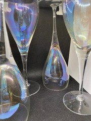Vintage Bohemia Crystal Iridescent Wine Glasses Set 4 Crystalex BOC168 Luster