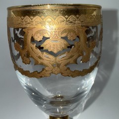 J Preziosi Lavorato A Mano Made in Italy Wine Glass Goblets Gold Trim ✨Lovely