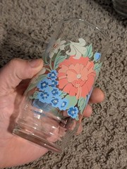 Set of 4 Vintage Flower Floral Mid Century Tumblers 5-3/4″ Drinking Glasses