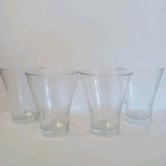Bormioli Rocco Glass Tumblers Set Of 4 Clear 8oz Wide Rim Flared Base Tempered