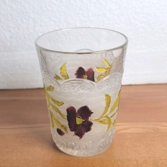 Antique U.S. Glass Bohemian Florodora Frosted Tumbler Hand Painted c1900 EAPG