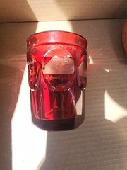 ANDENKEN VON TEPLITZ 1853 RUBY ETCHED TUMBLER BOHEMIAN CZECH SEE PHOTOS DESCRIPT
