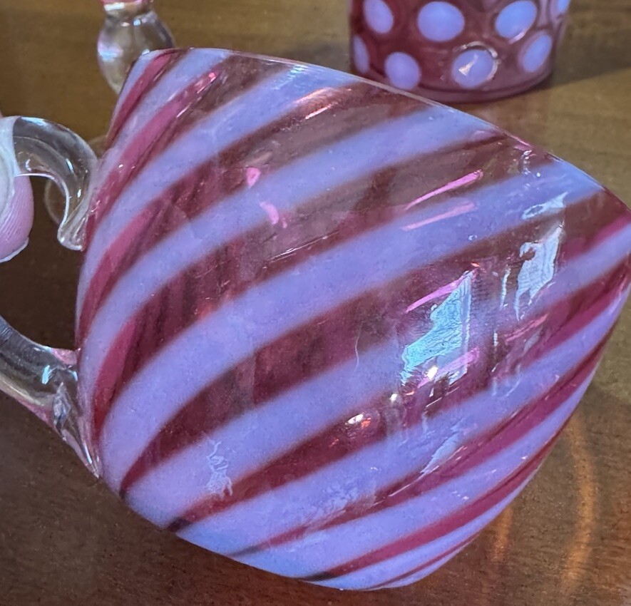 Set of 5 Cranberry Glass Pieces – Polka Dot Tumbler, Goblet, and Small Cups