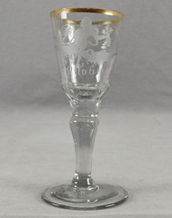 Bohemian Harrach Engraved October Gilt Cut Glass Wine Circa 1770-1800