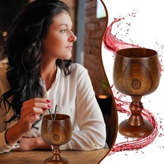 Wooden Goblets 2-Pack, Handcrafted Natural Jujube Wood Wine Cups, 150ml (5oz)…