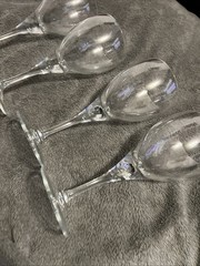 Glass Fluted Wine Glasses 4 Set 7.5” MCM Stemmed Vintage Lot Goblet