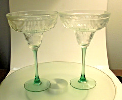CRISTAL D’ARQUES-DURAND Green Stem Sombrero Margarita Glasses (2) – MAKE OFFER!