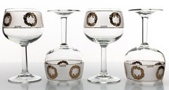 Four Crystal Wine Glasses Culver Glass Stemmed w/ 22k Gold Wreaths 6.25in USED