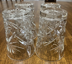 4 Vintage Anchor Hocking Prescut Clear 3-1/2” Flared Oatmeal Flat Juice Glass