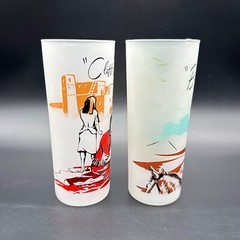 Vintage Federal Glass Frontier Oil and Gas Tumblers 1950s USA Cliff Dwellers