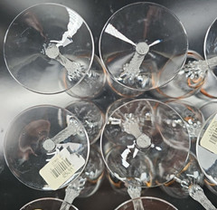 (12) Lenox Monroe Gold Trim Water Goblets Set Crystal Clear Elegant Stemware Lot