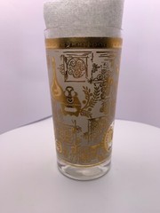 Vintage Hazel Atlas Glass Tumbler Colony 22kt Gold Accent Trim