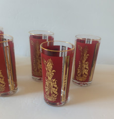 MCM Culver Glass Barware SET 7 Pc. Thai Goddess Siam High Ball Tumblers 1960’s