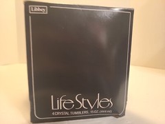 LIBBEY 4 COOLER TUMBLER GLASSES 15 OZ MCM TENNIS RETRO VTG NEW NIB BOX BAR PARTY