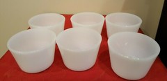 Set of 6 Vintage White Glasbake Custard Cups