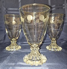 HTF 3 Vintage Anchor Hocking Berwick Boopie Rolling Wave Water Goblets Clear