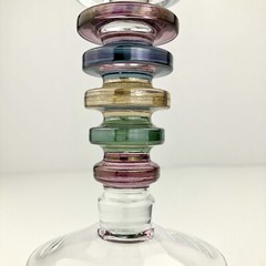 Block CARNIVAL Crystal Wine Glasses (4) Ringed Multi-Colored Stem