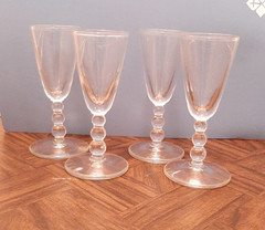 Libbey Glass Knob Hill Set of 4 Whiskey Sour Clear Blown Glass Bubble Stem