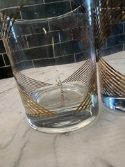 MCM Pair Signed GEORGES BRIARD Gold Geometric Double Old Fashioned