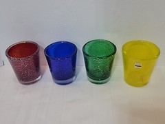 Reed & Barton Miller Rogaska Rainbow Stardust Blown Glass Tumblers Set Of 4