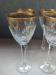 4 Vintage Noritake Crystal Aquitaine Tea Water Glass Gold Platinum