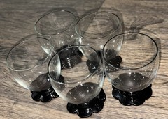 Set of 5 Vintage Weston 1920s-1930s Art Deco Black Lily Pad Cocktail Glasses