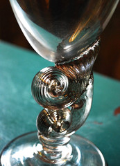 RARE Hand Blown DOUBLE NAUTILUS Water Goblet BOB CROOKS Signed British ART GLASS