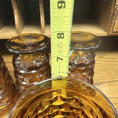 Set Of 4 Vintage Indiana GlassAmber Footed Glasses 6” No Chips Or Damage