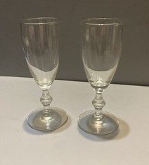 2-Vtg Libbey Georgian Bamboo Stem Champagne Flutes Whiskey Sour Retro Barware