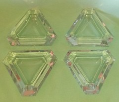 4 SIGNED Val St Lambert MCM Crystal ASHTRAY Triangular Tricorne ESTATE