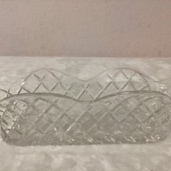 Clear Glass Basket Weave Pattern Bowl Basket Ruffle Edge – Ships Fast