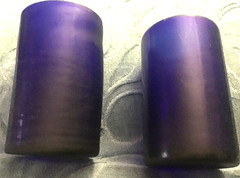 Set Of 2 Hand Blown Optic Swirl Cobalt Blue Glass Tumblers With Pontil Mark 5″