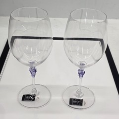 2 Mikasa Chablis Wine Glasses Party-for-Two Austria Lead Crystal w/Purple Grapes