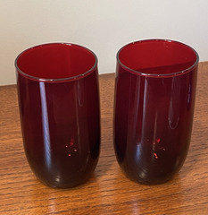 8 Pc Anchor Hocking Royal Ruby Red Glasses = 2 Tumbler, 5 Juice + Votive Holder