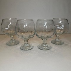 (4) Vintage MCM Libbey Chivalry Clear Brandy Snifters, Cognac Glasses Rare EUC