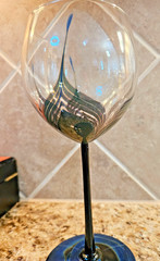 SET OF 4 Randy Strong Hand Blown Wine Glasses Signed TAGGED AND DATED 1979